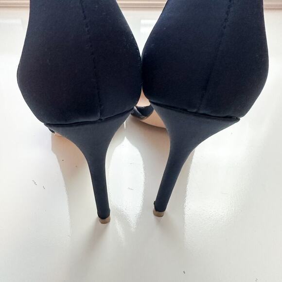 Charles By Charles David Navy Floral Ankle Strap Heels Size 6 Embroidered - Picture 5 of 14